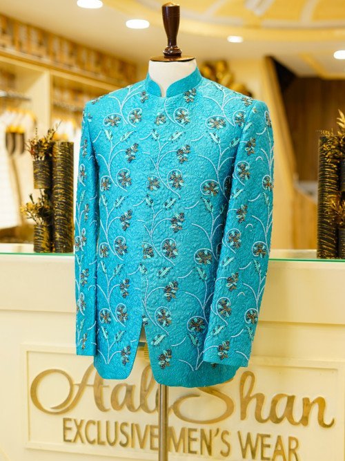 Floral Embroidered Prince Coat for Men – Elegant & Regal