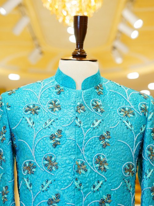 Floral Embroidered Prince Coat for Men – Elegant & Regal