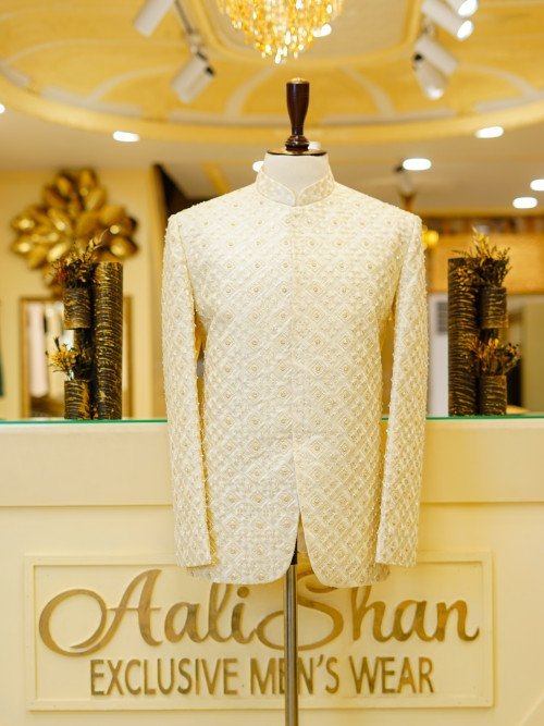 Custom-Made Fully Embroidered Prince Coat for Groom