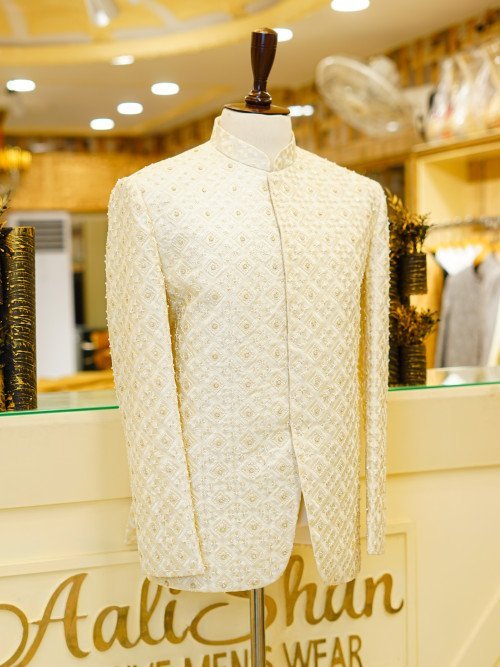 Custom-Made Fully Embroidered Prince Coat for Groom