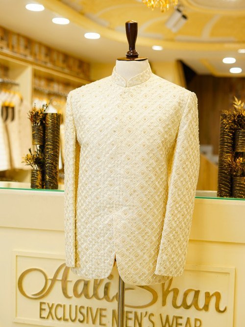 Custom-Made Fully Embroidered Prince Coat for Groom