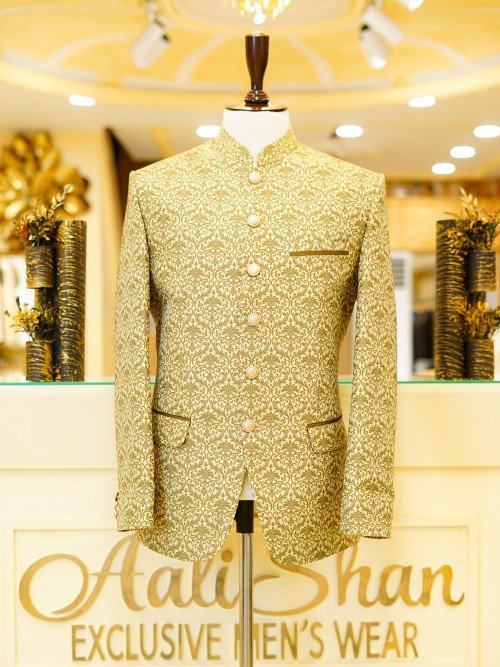 Groom’s Fully Embroidered Prince Coat – Regal Wedding Attire