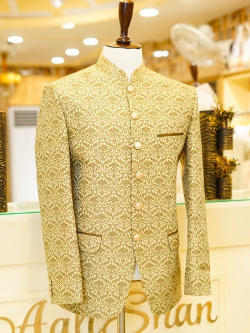 Groom’s Fully Embroidered Prince Coat – Regal Wedding Attire