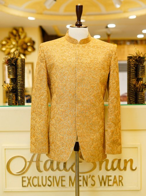 Full Embroidery Prince Coat – Majestic Elegance for Men