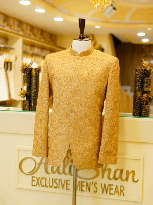 Full Embroidery Prince Coat – Majestic Elegance for Men