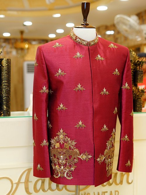 Silk Prince Coat with Handmade Embroidery – Luxury in Every Stitch