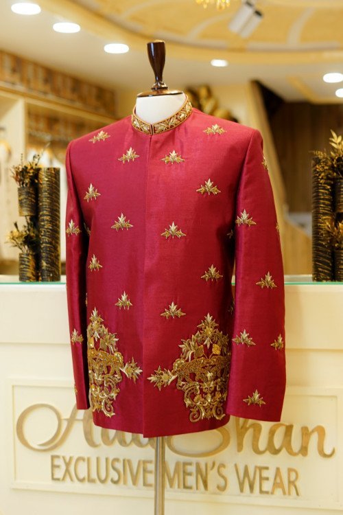 Silk Prince Coat with Handmade Embroidery – Luxury in Every Stitch