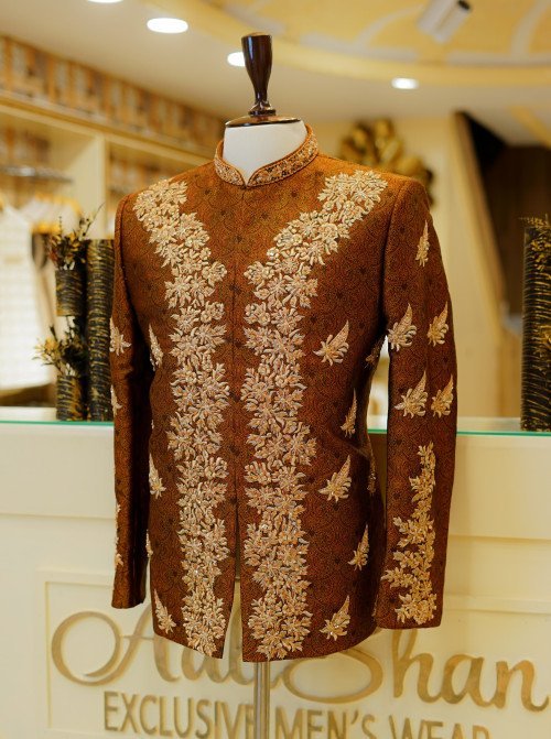 Slim Fit Prince Coat with Handmade Embroidery – Sharp & Sophisticated
