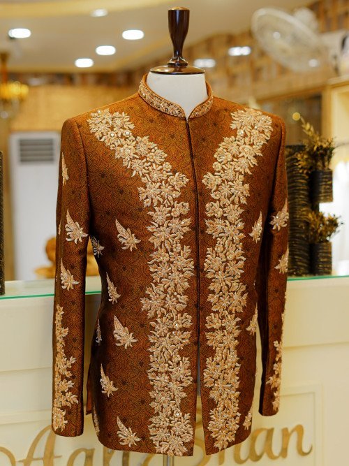 Slim Fit Prince Coat with Handmade Embroidery – Sharp & Sophisticated