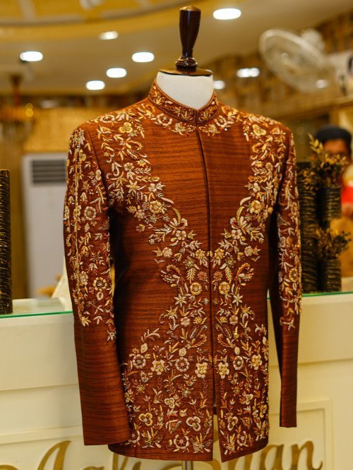 Slim Fit Prince Coat with Handmade Embroidery – Sharp & Elegant