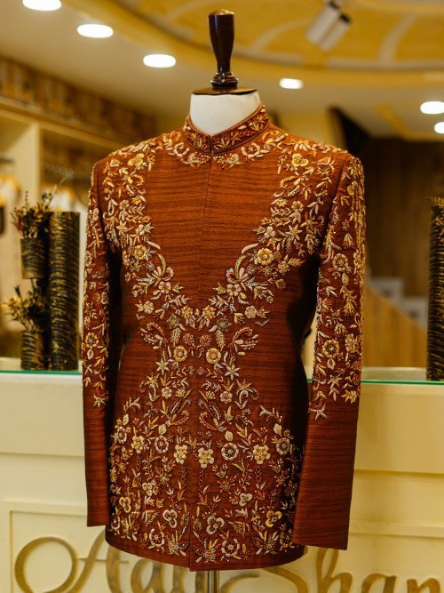 Slim Fit Prince Coat with Handmade Embroidery – Sharp & Elegant