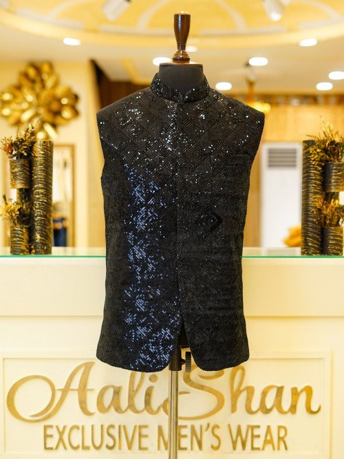 Black Waistcoat for Wedding & Party Wear