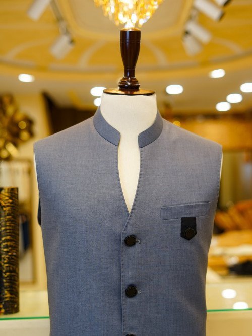 Men’s Grey V-Shaped Simple Waistcoat