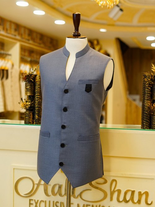 Men’s Grey V-Shaped Simple Waistcoat