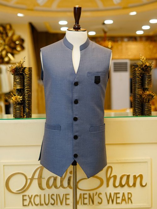 Men’s Grey V-Shaped Simple Waistcoat