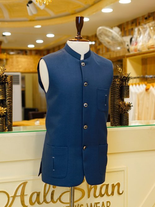 Men’s Simple Waistcoat in Blue Styling