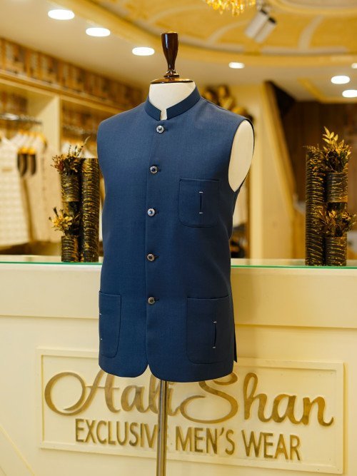 Men’s Simple Waistcoat in Blue Styling