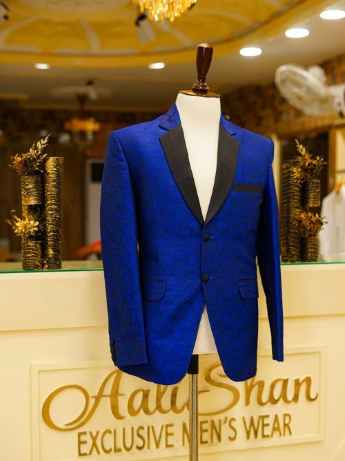 Bold Blue Printed 3-Piece Suit for Men – Standout Style