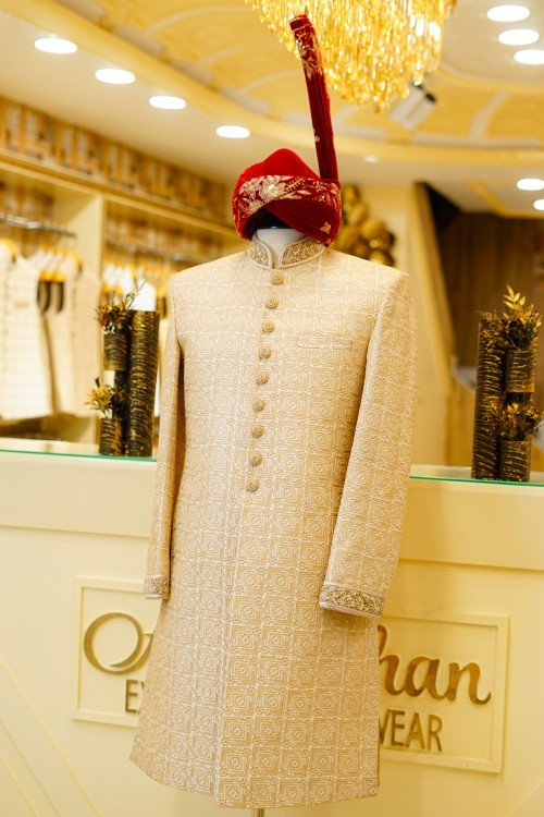 Regal Sherwani with Kulla – Timeless Wedding Elegance