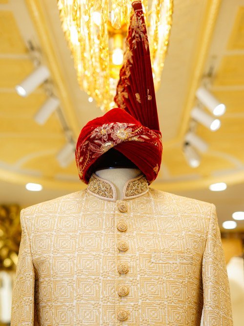 Regal Sherwani with Kulla – Timeless Wedding Elegance