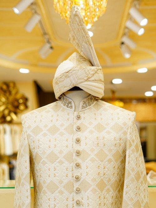 Classic Sherwani with Kulla – Embroidered Wedding Elegance