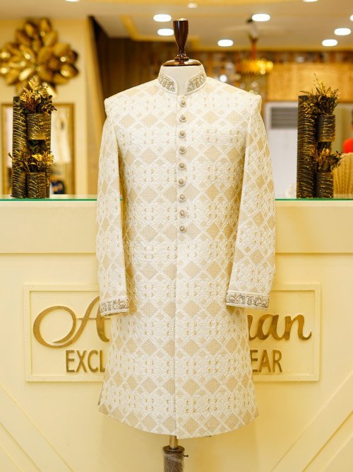 Classic Sherwani with Kulla – Embroidered Wedding Elegance