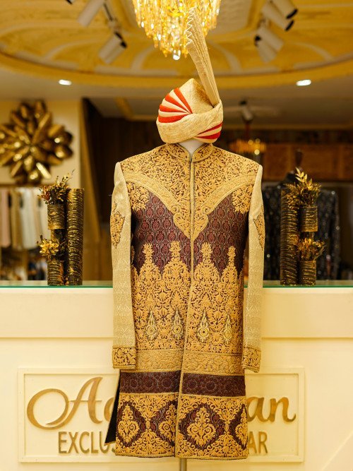 Signature Sherwani in Luxe Print & Hand Embroidery