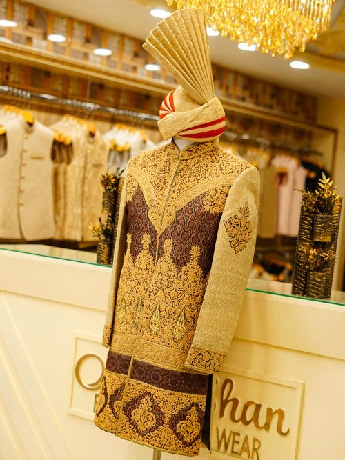 Signature Sherwani in Luxe Print & Hand Embroidery