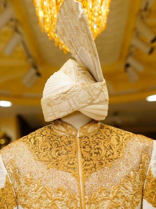 Signature White Sherwani in Luxe Print & Hand Embroidery