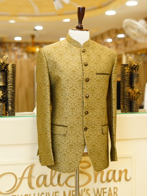 Regal Royal Blue Men's Prince Coat with Full Hand Embroidery – Traditional Sherwani Style Formalwear for Weddings, Receptions & Festive Occasions