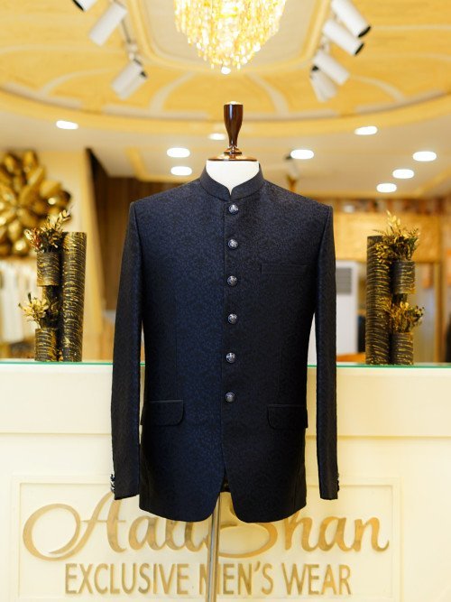 Majestic Black Men's Prince Coat with Full Embroidery – Handcrafted Royal Ethnic Wear for Weddings, Receptions & Formal Celebrations