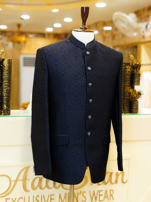 Majestic Black Men's Prince Coat with Full Embroidery – Handcrafted Royal Ethnic Wear for Weddings, Receptions & Formal Celebrations