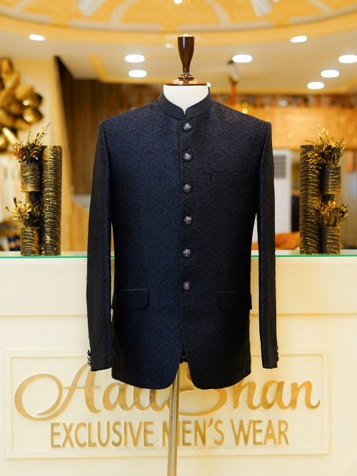 Majestic Black Men's Prince Coat with Full Embroidery – Handcrafted Royal Ethnic Wear for Weddings, Receptions & Formal Celebrations