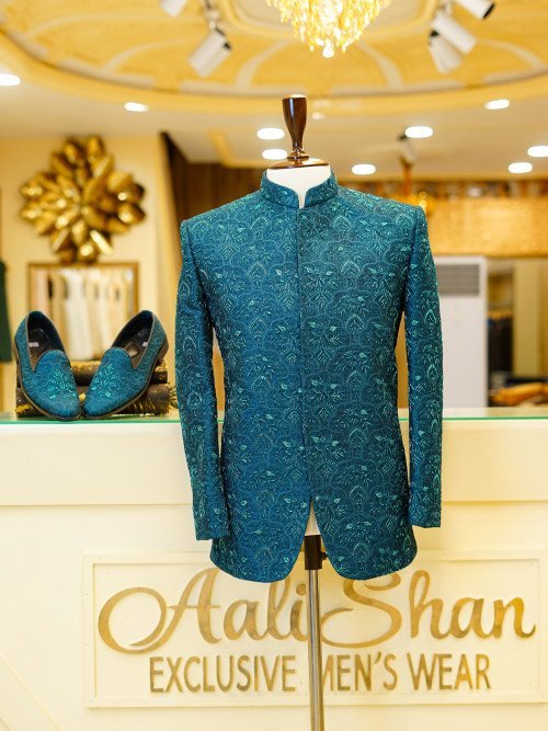Royal Zink Prince Coat for Men with Matching Formal Shoes – A Stylish Statement for Weddings and Festive Occasions
