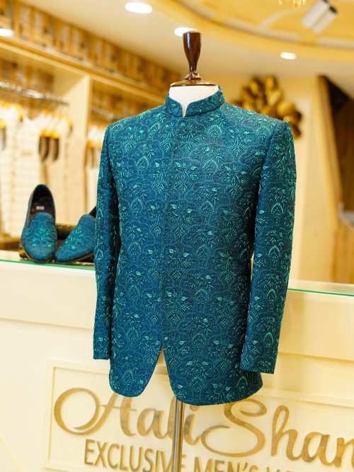 Royal Zink Prince Coat for Men with Matching Formal Shoes – A Stylish Statement for Weddings and Festive Occasions