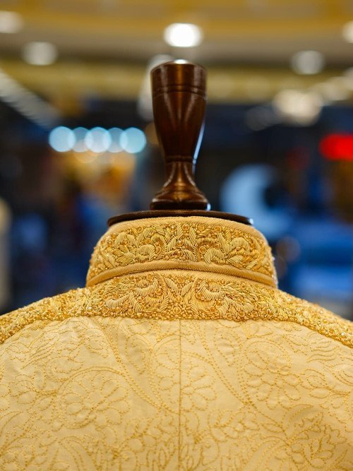 Skin Tone Prince Coat with Full Hand Work Embroidery – Subtle Elegance & Royalty