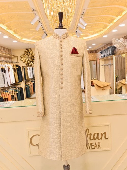 Regal Sherwani for Men with Exquisite Hand Work Embroidery