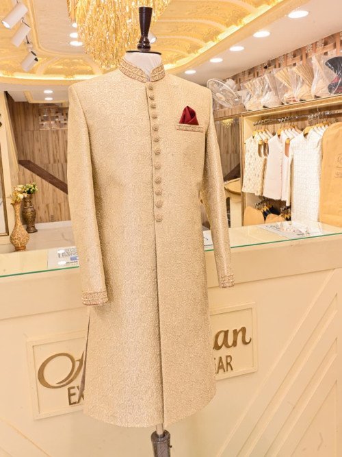 Regal Sherwani for Men with Exquisite Hand Work Embroidery