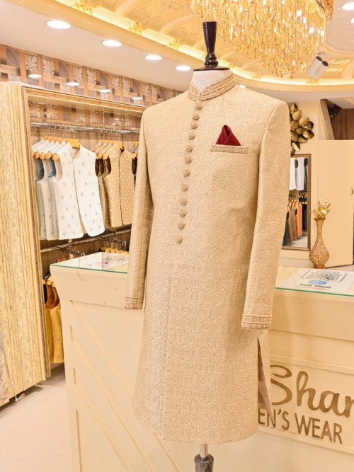 Regal Sherwani for Men with Exquisite Hand Work Embroidery