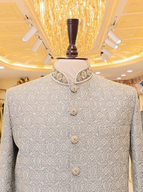 Elegant Prince Coat for Men in Gray Styling with Premium Quality Embroidery
