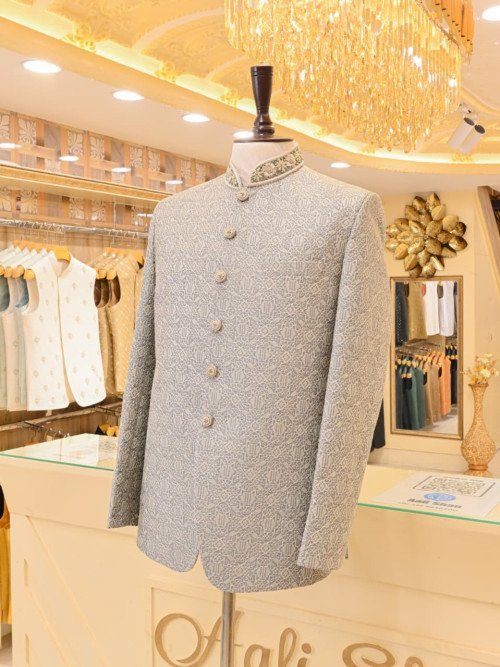 Elegant Prince Coat for Men in Gray Styling with Premium Quality Embroidery