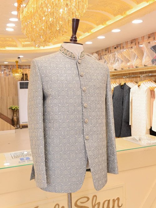 Elegant Prince Coat for Men in Gray Styling with Premium Quality Embroidery