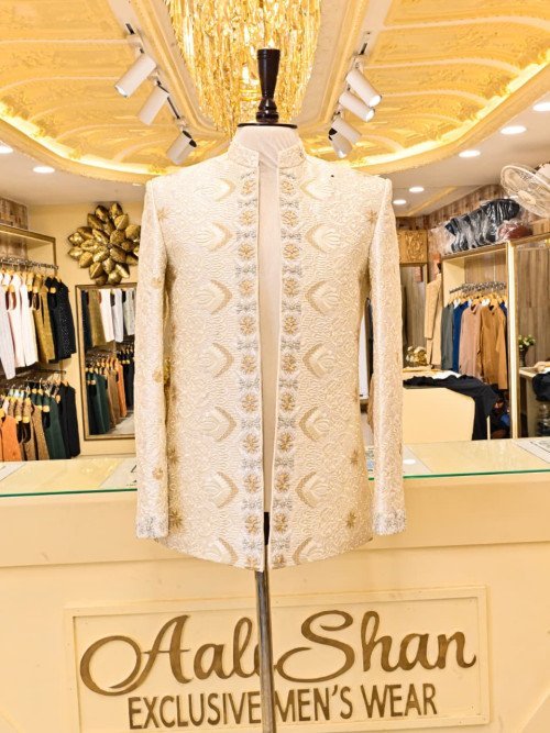 Open Gala Prince Coat for Men with Elegant Embroidery
