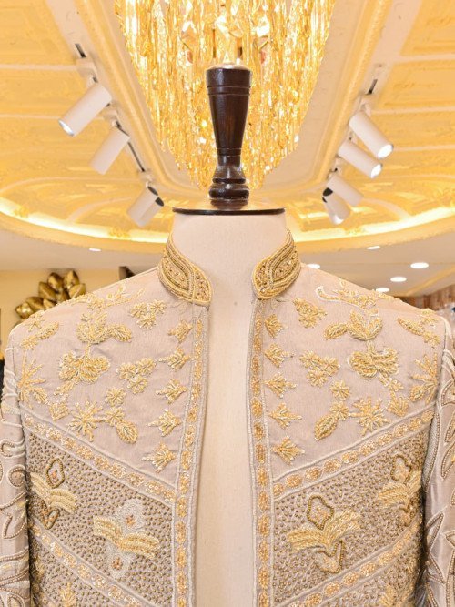 Open Gala Prince Coat for Men with Exquisite Hand Work Embroidery