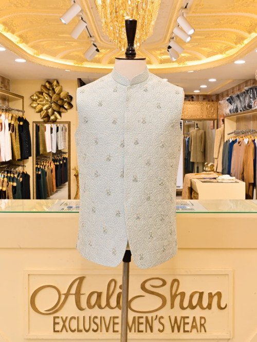Waistcoat with Elegant Embroidery in Premium Quality Fabric And Stuff
