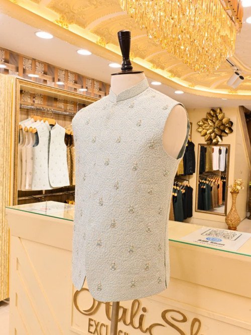 Waistcoat with Elegant Embroidery in Premium Quality Fabric And Stuff