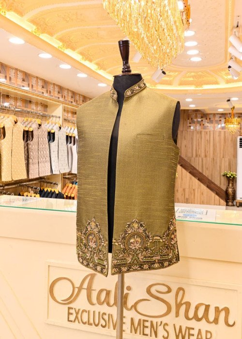 Elegant Waistcoat for Men in Premium Fabric with Exquisite Quality Embroidery – Perfect for Weddings, Formal Events & Traditional Occasions