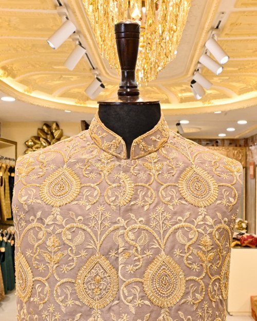 Waistcoat for Men in Brown Styling with Elegant Hand Work Embroidery