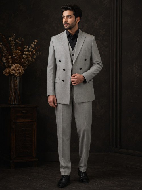 Classic Grey 3-Piece Suit for Men – Timeless Elegance
