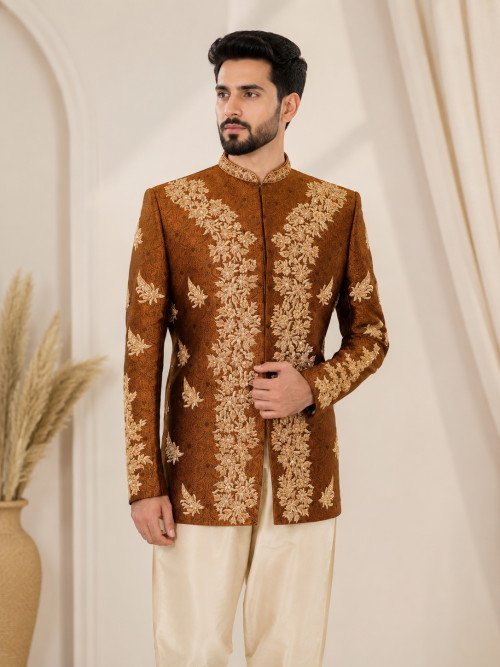 Slim Fit Prince Coat with Handmade Embroidery – Sharp & Sophisticated